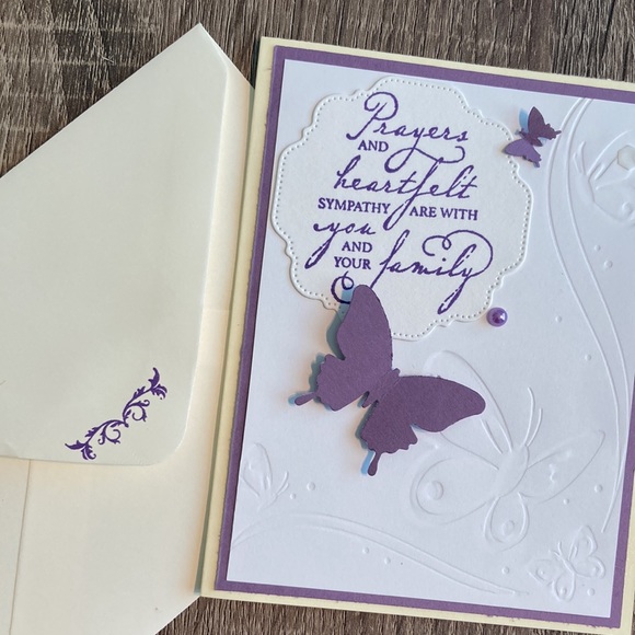 5 pk Hand Crafted Assorted Color Sympathy Cards Blank Inside CoordinatiEnvelopes - Picture 5 of 11